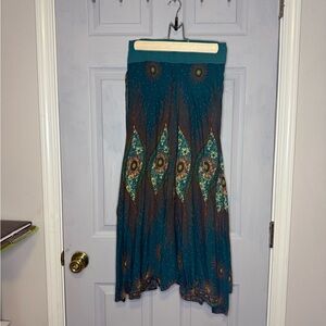 Elegant Teal Patterned Women's Harem Pants